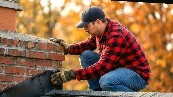 Mason vetting an older stack in fall light